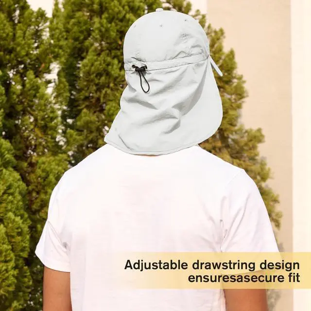 Alt view image 4 of 7 - Mens Sun Hats with UV Protection Fishing Hiking Hat for Men with Neck Flap Summer Baseball Cap Outdoor Light Grey