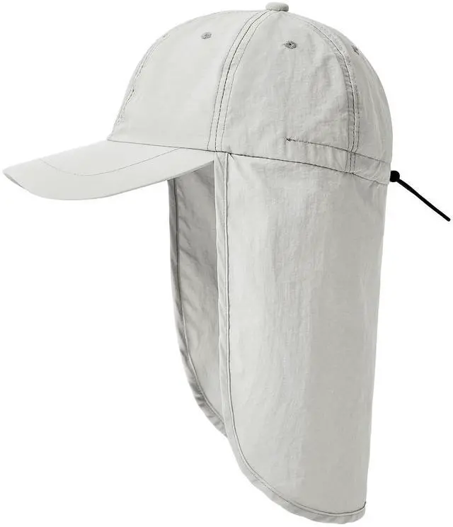 Alt view image 6 of 7 - Mens Sun Hats with UV Protection Fishing Hiking Hat for Men with Neck Flap Summer Baseball Cap Outdoor Light Grey