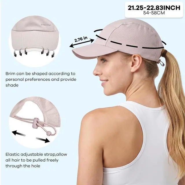 Alt view image 3 of 6 - Lightweight Running Hat for Women Sports Baseball Cap Unstructured | Quick-Dry Foldable Sports Hat with Sweatband, UPF50+ Sun Protection, Adjustable Breathable Cap for Golf Tennis Workout Daily