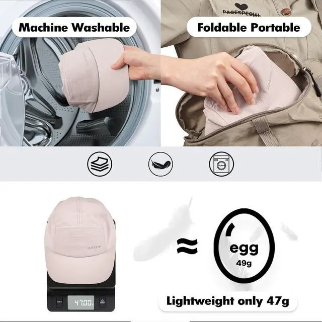 Alt view image 5 of 6 - Lightweight Running Hat for Women Sports Baseball Cap Unstructured | Quick-Dry Foldable Sports Hat with Sweatband, UPF50+ Sun Protection, Adjustable Breathable Cap for Golf Tennis Workout Daily