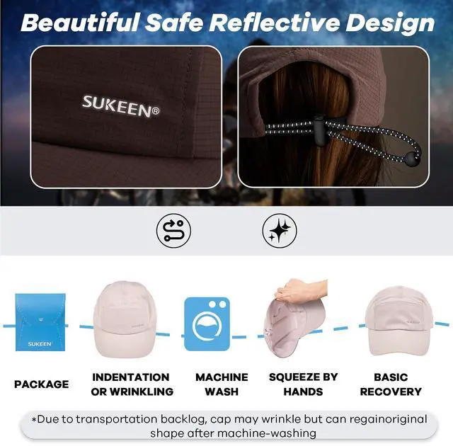 Alt view image 6 of 6 - Lightweight Running Hat for Women Sports Baseball Cap Unstructured | Quick-Dry Foldable Sports Hat with Sweatband, UPF50+ Sun Protection, Adjustable Breathable Cap for Golf Tennis Workout Daily