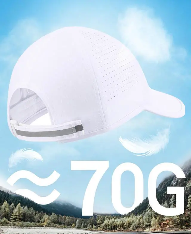 Alt view image 6 of 7 - Water Repellent UPF50+ Quick Dry Sun Hat Golf Running Baseball Cap for Men Women Summer Beach Hat White Medium