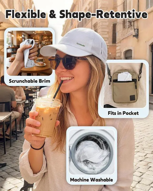 Alt view image 7 of 7 - Lightweight Golf Hat for Women Men, UPF 80+ Sun Protection Cap, Breathable Quick-Dry Baseball Cap for Running Sport White