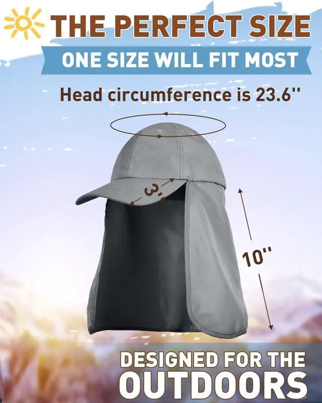 Alt view image 4 of 6 - Fishing Hat with Neck Flap, UPF 50+ UV Sun Protection Cap | Adjustable Lightweight Hat for Hiking, Cycling, Climbing, Gardening & Outdoor Activities, Breathable Summer Sun Hat