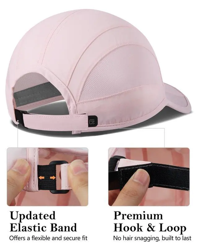 Alt view image 3 of 7 - Quick Drying Running Hat Summer Cooling Baseball Cap UPF50+ Sports Sun Caps Breathable Mesh Lightweigh Dad Hats Unstructured for Golf Workout Hiking Gym Travel Camp Pink S/M 6 7/8-7 1/4