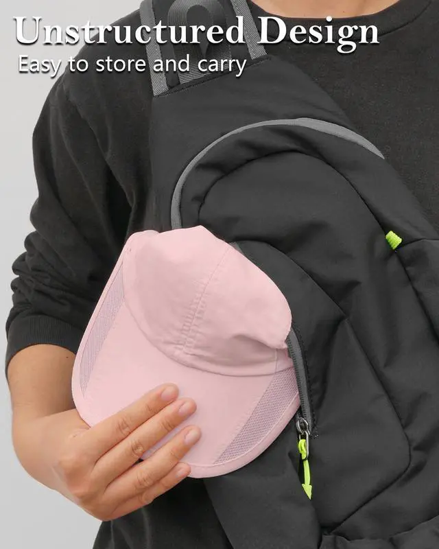 Alt view image 4 of 7 - Quick Drying Running Hat Summer Cooling Baseball Cap UPF50+ Sports Sun Caps Breathable Mesh Lightweigh Dad Hats Unstructured for Golf Workout Hiking Gym Travel Camp Pink S/M 6 7/8-7 1/4