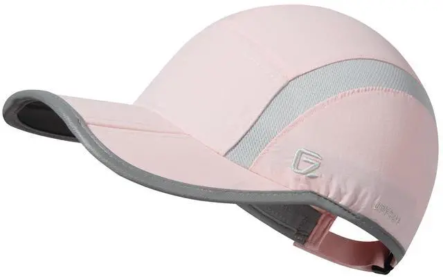Main image of Baseball Cap Nylon Running Cap Outdoor Sports Hat for Men Women Adjustable Quick Drying Reflective Foldable UPF50+ Breath Mesh Water Repellency Race Performance Lightweight Light Pink