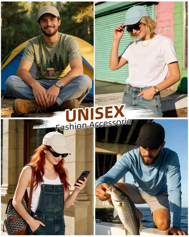 Alt view image 6 of 6 - Unisex Baseball Cap Vintage UPF 50+ Unstructured Men Women Dad Hat | UV Protection, Unstructured Hat,Lightweight & Foldable,Breathable Laser Cut Mesh,Adjustable Velcro, Unisex Outdoor Caps