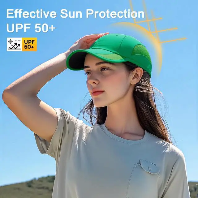 Alt view image 5 of 7 - Quick Dry Baseball Cap Unstructured Water Resistant Golf Hat | Mesh Ball Caps Lightweight UV Protection Adjustable Outdoor Sun Hat for Running Tennis Travel