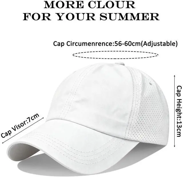 Alt view image 5 of 7 - Womens Criss Cross Ponytail Baseball Cap, Adjustable High Messy Bun Sun Hat Quick Drying UV Protection Breathable Sport Cap for Outdoor Activities (US, Alpha, One Size, Black+White)
