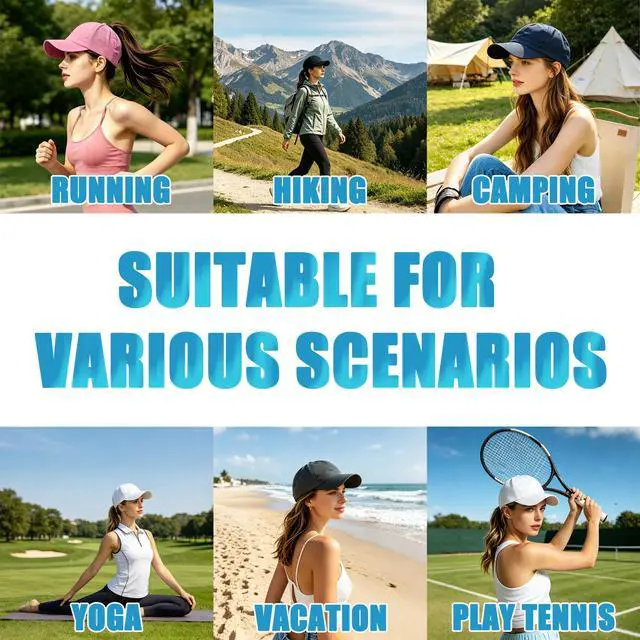 Alt view image 7 of 7 - Womens Criss Cross Ponytail Baseball Cap, Adjustable High Messy Bun Sun Hat Quick Drying UV Protection Breathable Sport Cap for Outdoor Activities (US, Alpha, One Size, Black+White)