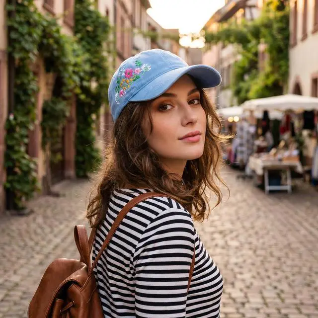 Alt view image 5 of 7 - Womens Baseball Cap Embroidered Hat Woman Floral Baseball Cap (Blue) | Trendy Woman's Hat, Adjustable, Soft, Breathable, Cute Flower Baseball Cap, Gift for Women