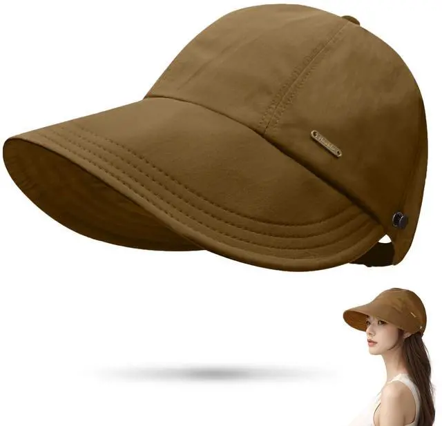Main image of Sun hat for Women UPF 50 Hats for Men Ponytail Sun Hats for Women uv Protection Packable Adjustable Cap Coffee