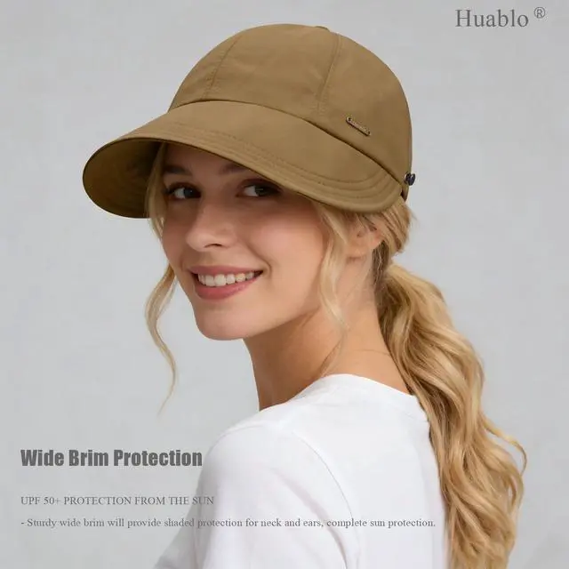 Alt view image 2 of 7 - Sun hat for Women UPF 50 Hats for Men Ponytail Sun Hats for Women uv Protection Packable Adjustable Cap Coffee