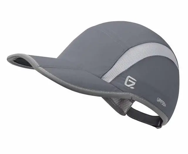 Main image of Sport Hat 50+ UPF Inhibit UV Lightweight Baseball Cap Quick Drying Reflective Foldable Cap Water Repellency with Mesh Race Suitable for Men Woman Running Outdoor Activity Cap Dark Gray