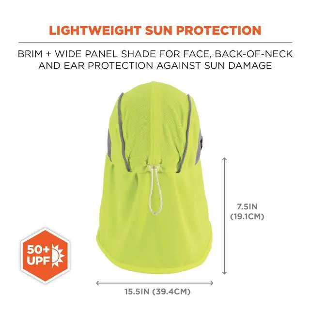 Alt view image 3 of 7 - Chill Its 6650 Baseball Cap, Hat with Neck Shade, Sweat Wicking, High Visibility ,UPF 50+ protection, Lime