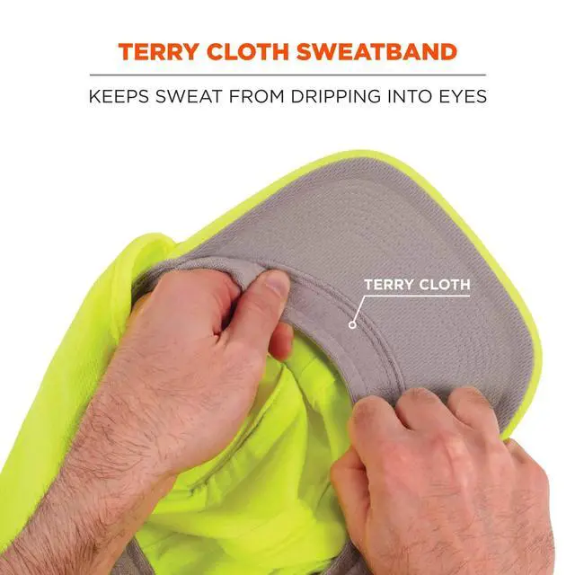 Alt view image 5 of 7 - Chill Its 6650 Baseball Cap, Hat with Neck Shade, Sweat Wicking, High Visibility ,UPF 50+ protection, Lime