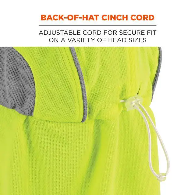 Alt view image 7 of 7 - Chill Its 6650 Baseball Cap, Hat with Neck Shade, Sweat Wicking, High Visibility ,UPF 50+ protection, Lime