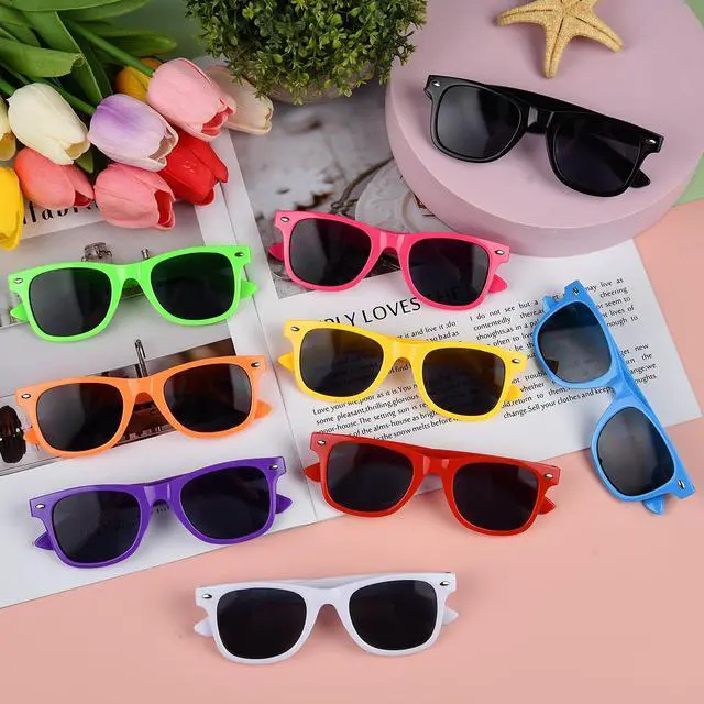 Alt view image 2 of 7 - 10/20/40 Pack Kids Sunglasses Bulk Retro Party Favors for Wedding Beach Summer Pool Party Supplies Goodie Stuffers (10, Mixed Color A)