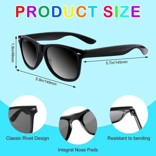 Alt view image 3 of 7 - 10/20/40 Pack Kids Sunglasses Bulk Retro Party Favors for Wedding Beach Summer Pool Party Supplies Goodie Stuffers (10, Mixed Color A)
