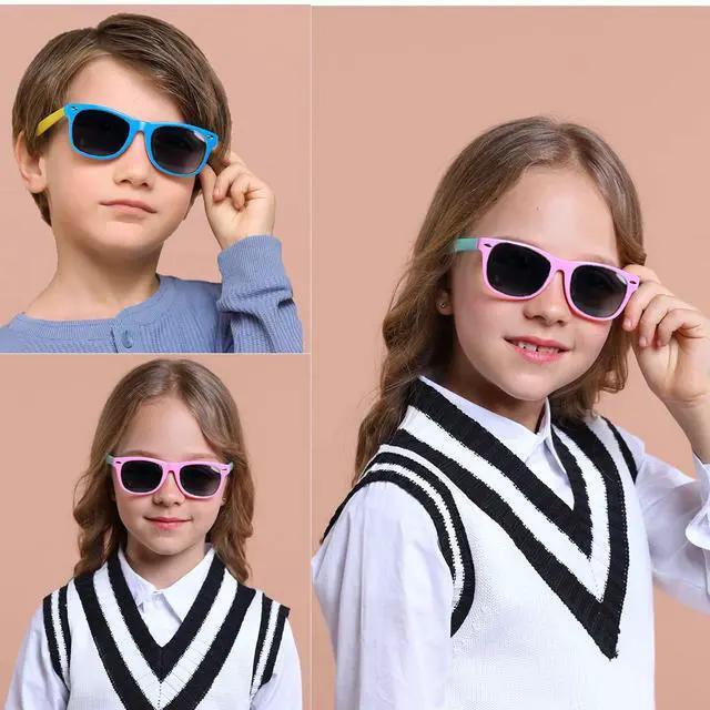 Alt view image 3 of 7 - Kids Polarized Sunglasses for girls boys 3 Pack, Flexible TPEE Rubber Frame for Children Age 3-8.