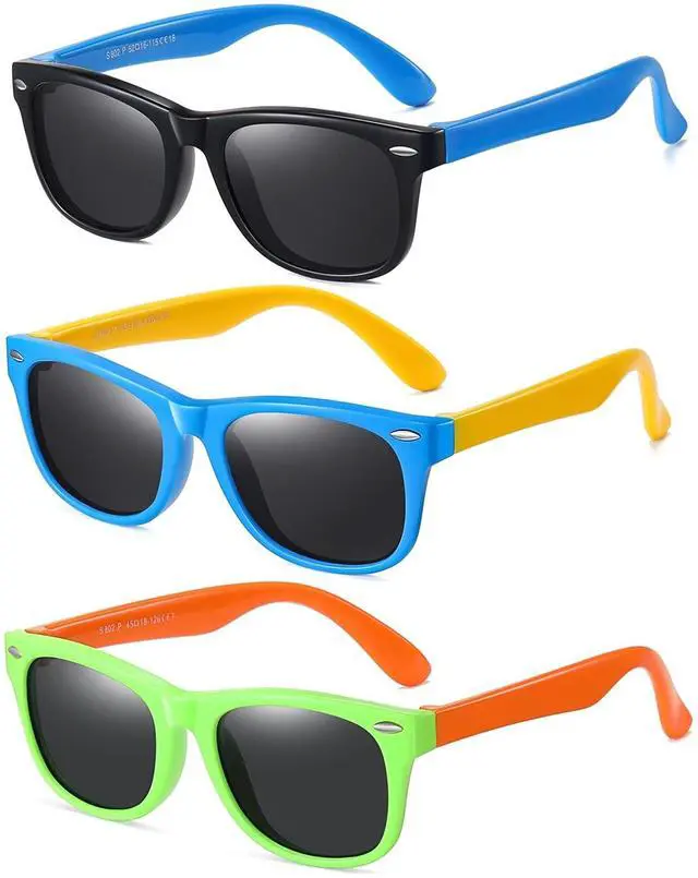 Main image of Kids Polarized Sunglasses for girls boys 3 Pack, Flexible TPEE Rubber Frame for Children Age 3-8.