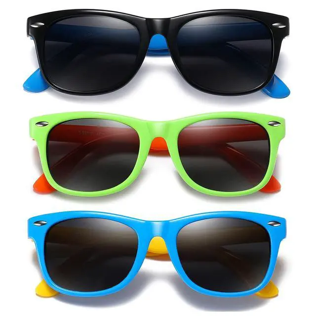 Alt view image 2 of 7 - Kids Polarized Sunglasses for girls boys 3 Pack, Flexible TPEE Rubber Frame for Children Age 3-8.