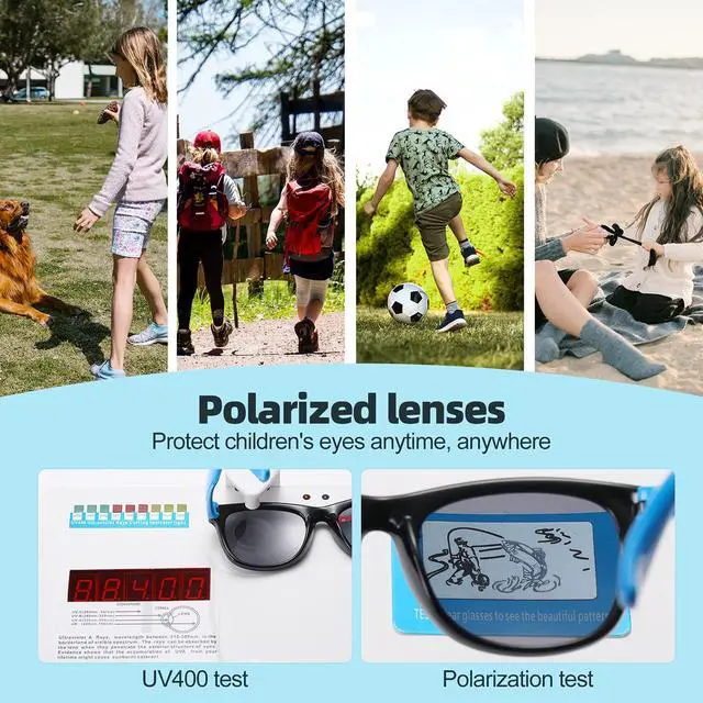 Alt view image 4 of 7 - Kids Polarized Sunglasses for girls boys 3 Pack, Flexible TPEE Rubber Frame for Children Age 3-8.