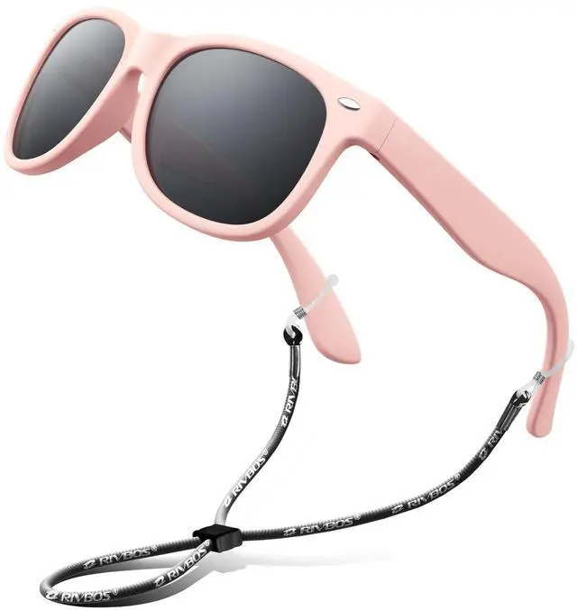 Main image of kids Sunglasses Girls with Strap Polarized UV Protection Flexible Shades for Baby and Children Age 2-10 RBK004-2 Light Pink
