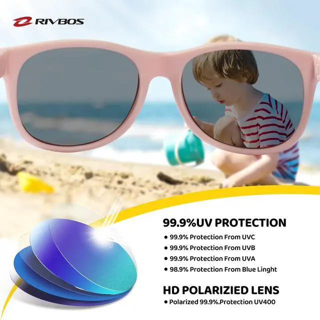 Alt view image 3 of 6 - kids Sunglasses Girls with Strap Polarized UV Protection Flexible Shades for Baby and Children Age 2-10 RBK004-2 Light Pink
