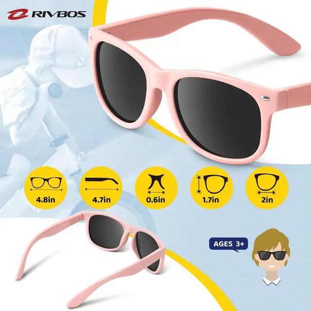 Alt view image 5 of 6 - kids Sunglasses Girls with Strap Polarized UV Protection Flexible Shades for Baby and Children Age 2-10 RBK004-2 Light Pink