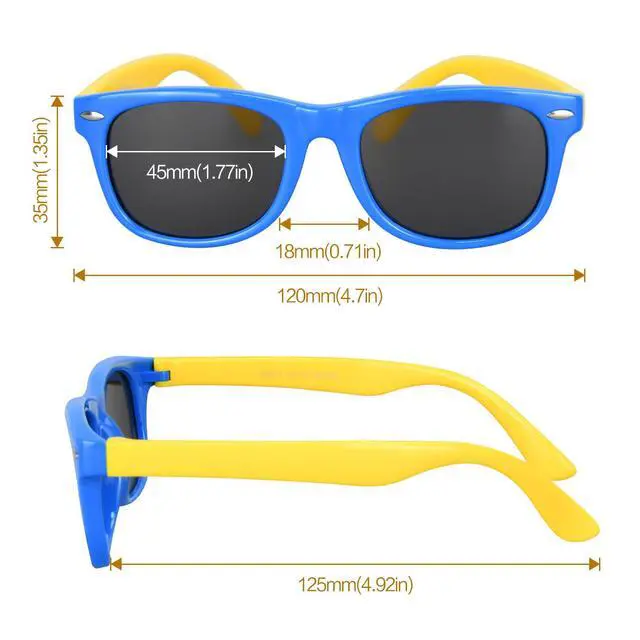 Alt view image 7 of 7 - Kids Polarized Sunglasses, Toddler Sunglasses UV Protection Flexible Rubber Glasses Shades(2pcs, Black)