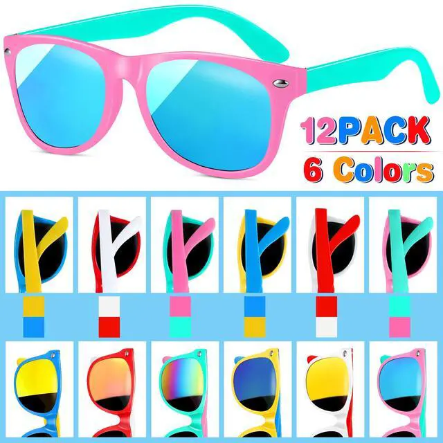 Alt view image 3 of 7 - Kids Sunglasses Bulk Party Favors, 12Pack Valentines Day Gifts UV 400 Protection Neon Sunglasses for Boys and Girls, Party Favor, Birthday Classroom Goodie Bags Party Supplies.