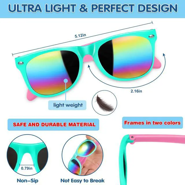 Alt view image 4 of 7 - Kids Sunglasses Bulk Party Favors, 12Pack Valentines Day Gifts UV 400 Protection Neon Sunglasses for Boys and Girls, Party Favor, Birthday Classroom Goodie Bags Party Supplies.