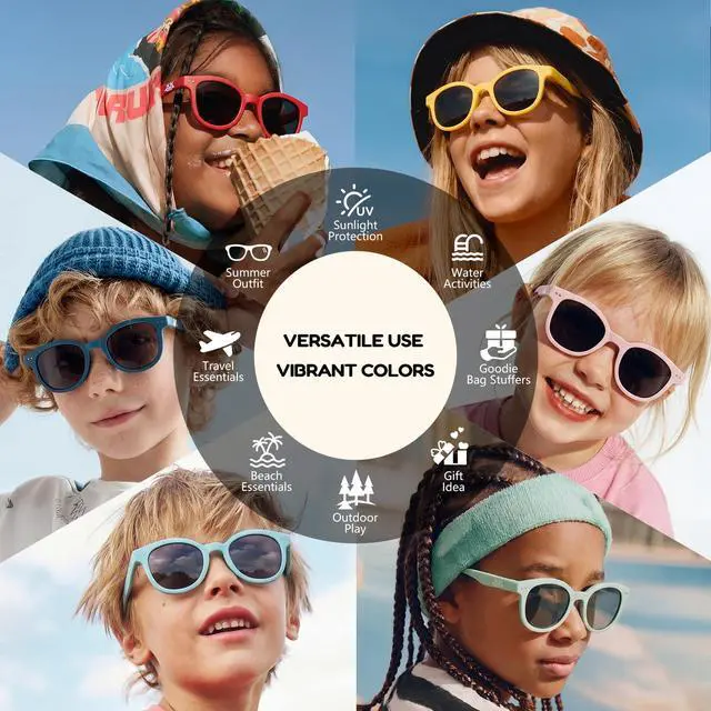 Alt view image 5 of 6 - Kids Toddler Sunglasses Age 2-4/3-5 Boys Girls Polarized UV Protection Sun Glasses for Age 2-8