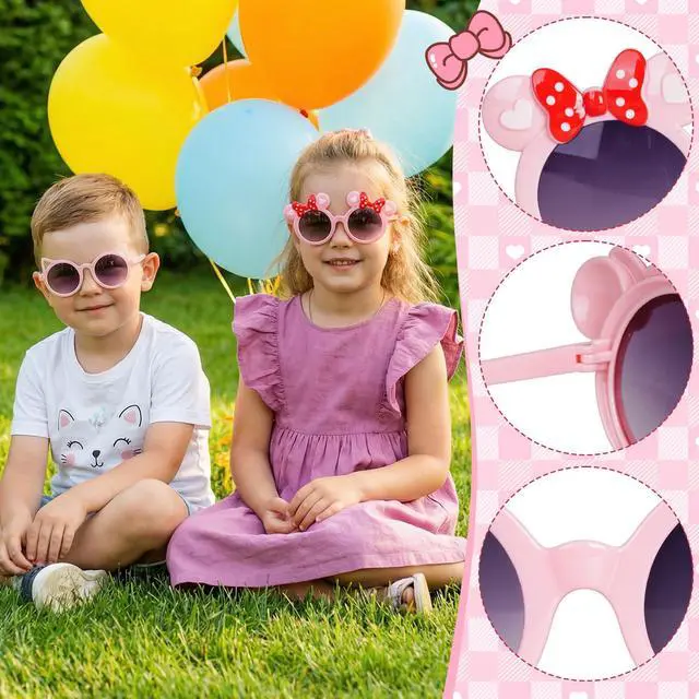 Alt view image 6 of 7 - 3 Pairs Girls Sunglasses Kids Cute Pink Sun Glasses for Aged 3-12 UV400 Protection Outdoor Beach Eyewear