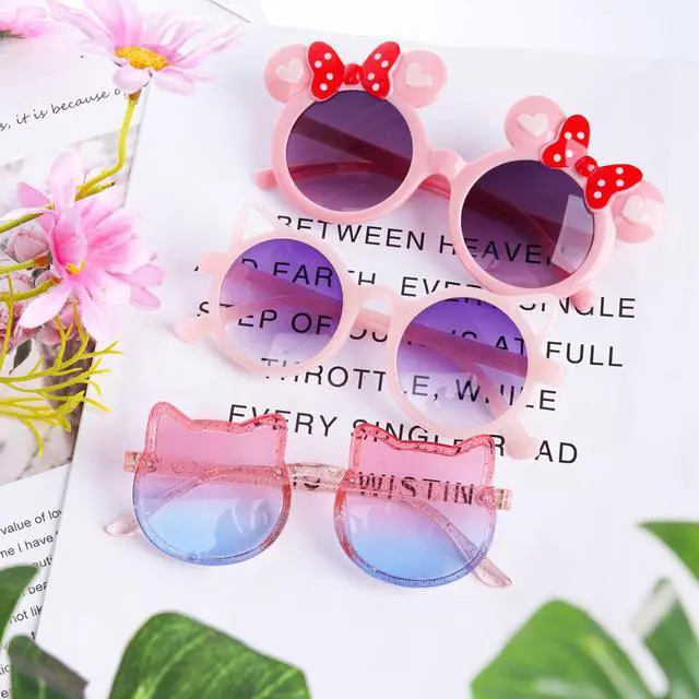 Alt view image 7 of 7 - 3 Pairs Girls Sunglasses Kids Cute Pink Sun Glasses for Aged 3-12 UV400 Protection Outdoor Beach Eyewear