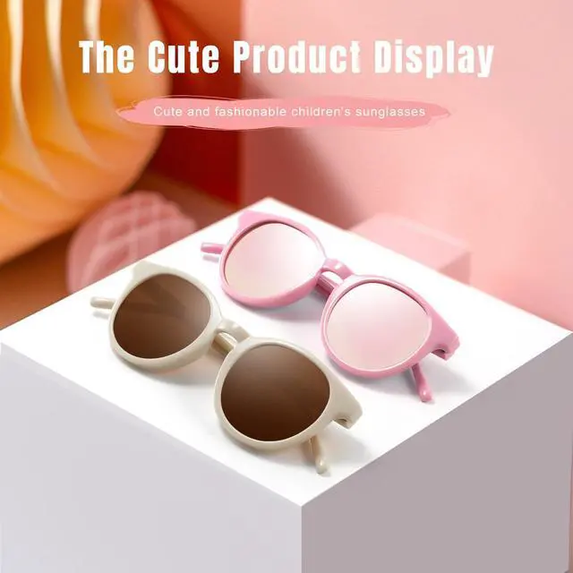 Alt view image 2 of 6 - Cute Kids Polarized Sunglasses,Baby Toddler Sun Glasses with Strap | Gifts for Girls Boys Age 0-6,Flexible Round Shades with UV Protection,Newborn Infant Sunnies Travel Beach Essentials