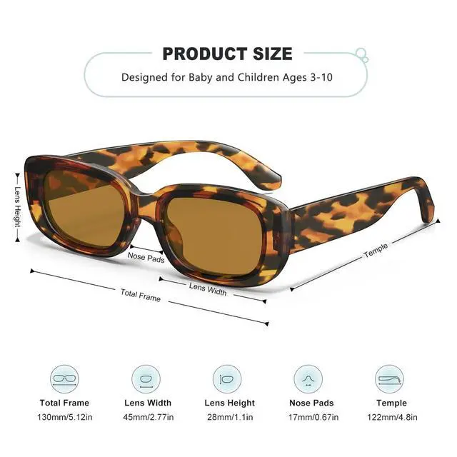 Alt view image 3 of 6 - Retro Rectangle Kids Sunglasses 90s Vintage Fashion Narrow Square Frame Glasses Shades for Girls Boys UV Protection