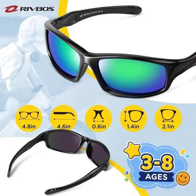 Alt view image 5 of 6 - Kids Sunglasses Polarized UV400 TPE with Strap for Boys Girls RBK037 | Flexible rubber frame with UV protection and secure strap for boys and girls during travel, beach and outdoor play