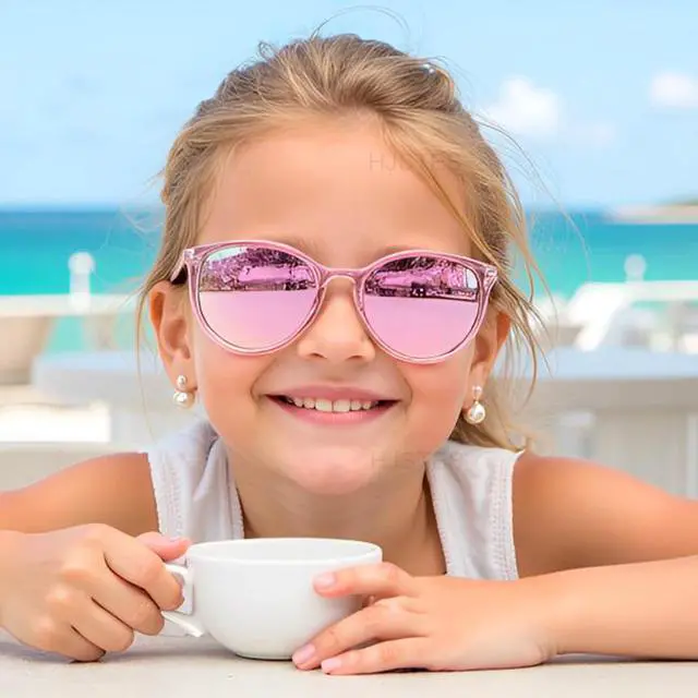 Alt view image 2 of 7 - Polarized Kids Sunglasses for Girls Boys, 100% UV Protection for Children Sun Glasses, 50MM(Pink Frame/Pink Mirrored)