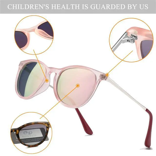 Alt view image 5 of 7 - Polarized Kids Sunglasses for Girls Boys, 100% UV Protection for Children Sun Glasses, 50MM(Pink Frame/Pink Mirrored)