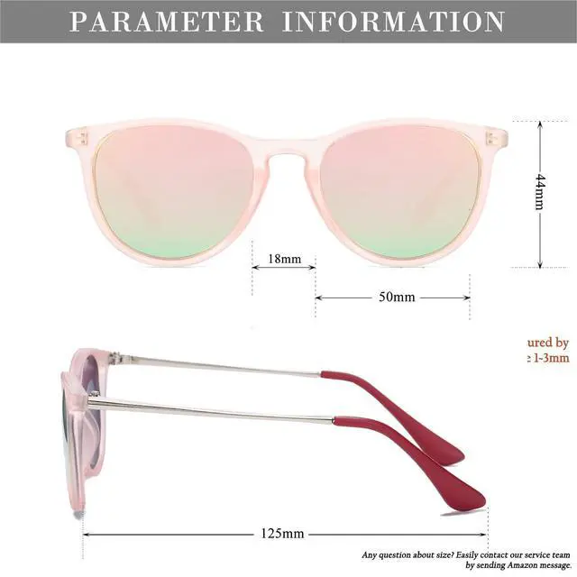 Alt view image 6 of 7 - Polarized Kids Sunglasses for Girls Boys, 100% UV Protection for Children Sun Glasses, 50MM(Pink Frame/Pink Mirrored)