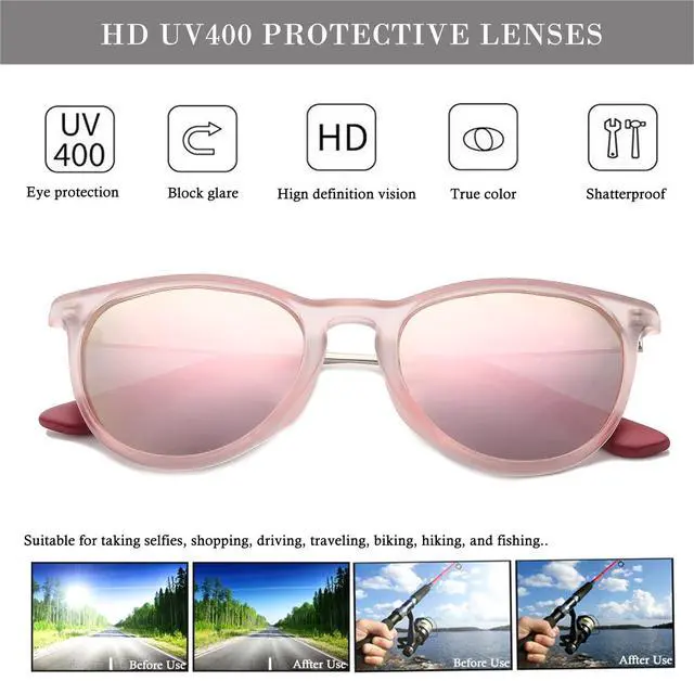 Alt view image 7 of 7 - Polarized Kids Sunglasses for Girls Boys, 100% UV Protection for Children Sun Glasses, 50MM(Pink Frame/Pink Mirrored)