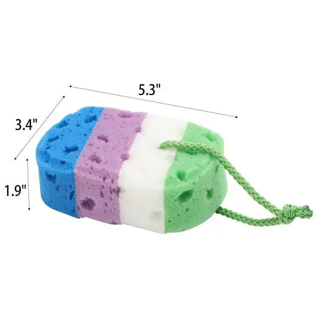 Alt view image 2 of 7 - 3 Pieces Exfoliating Bath Sponge Body Sponges Shower Loofah Soft Bathing Pouf Foam Lufa Body Scrubber