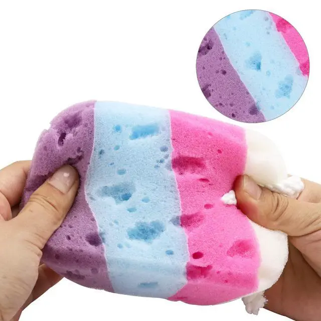 Alt view image 3 of 7 - 3 Pieces Exfoliating Bath Sponge Body Sponges Shower Loofah Soft Bathing Pouf Foam Lufa Body Scrubber