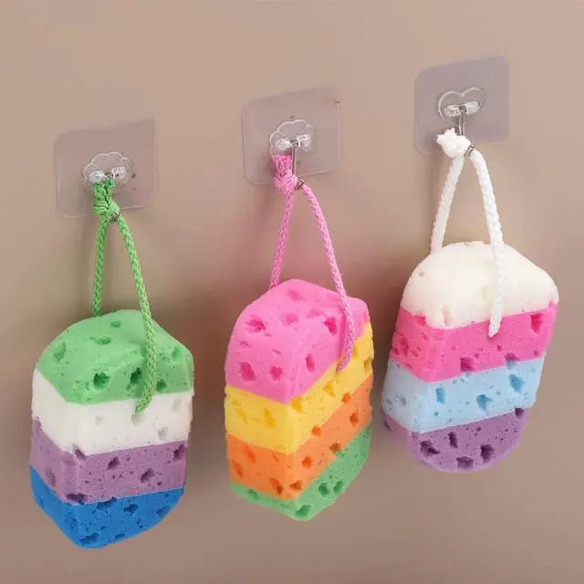 Alt view image 6 of 7 - 3 Pieces Exfoliating Bath Sponge Body Sponges Shower Loofah Soft Bathing Pouf Foam Lufa Body Scrubber