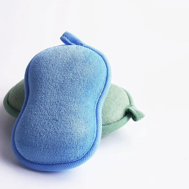 Alt view image 2 of 7 - Baby Bath Sponge - Ultra Soft Baby Sponge for Bathing - Kids Bath Sponges for Infants, Toddler Bath Time, 2 Count (1 Pack) - Green Blue