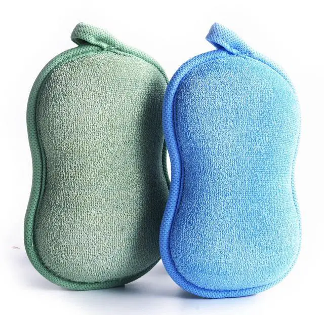 Main image of Baby Bath Sponge - Ultra Soft Baby Sponge for Bathing - Kids Bath Sponges for Infants, Toddler Bath Time, 2 Count (1 Pack) - Green Blue