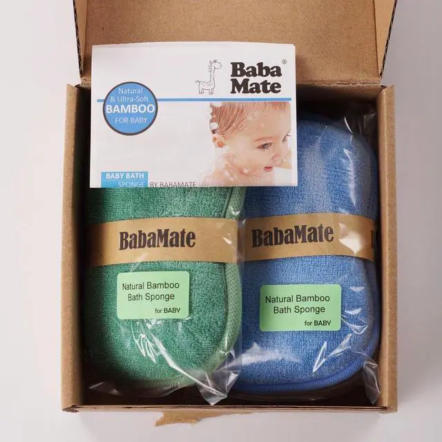 Alt view image 7 of 7 - Baby Bath Sponge - Ultra Soft Baby Sponge for Bathing - Kids Bath Sponges for Infants, Toddler Bath Time, 2 Count (1 Pack) - Green Blue